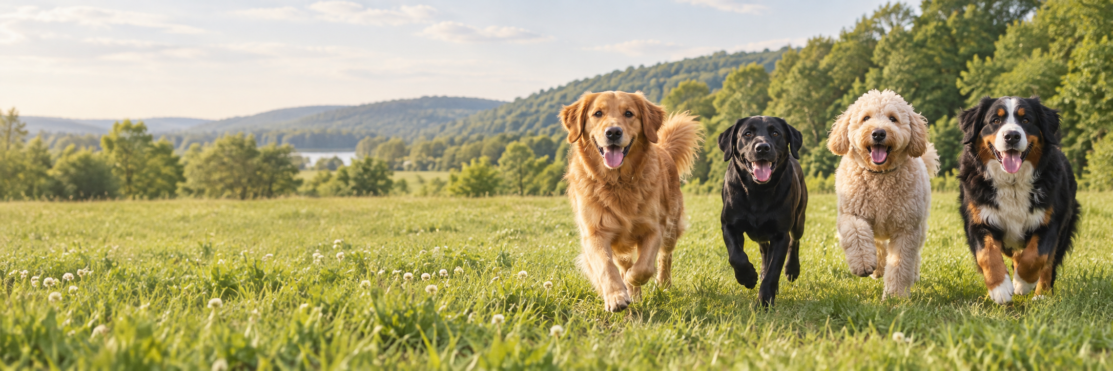 Happy dogs outdoors